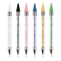 1Pc Art White Dual-head Wax Pen Con Adornos De Diamante Y Herramienta Para Colocar Cuentas De Cristal En Manicura - details 0