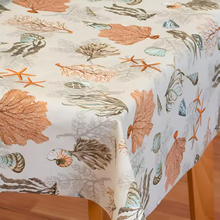 Mantel Hulehule Tex - Tela Resinada Anti manchas Fácil Limpieza Impermeable Arrecife Coral - 1