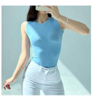 AOSSVIAO Top De Mujer De Algodón 99% Estilo Casual Basic Verano Sin Mangas Cuello Redondo Verde Blanco Negro Tank Top - details 16
