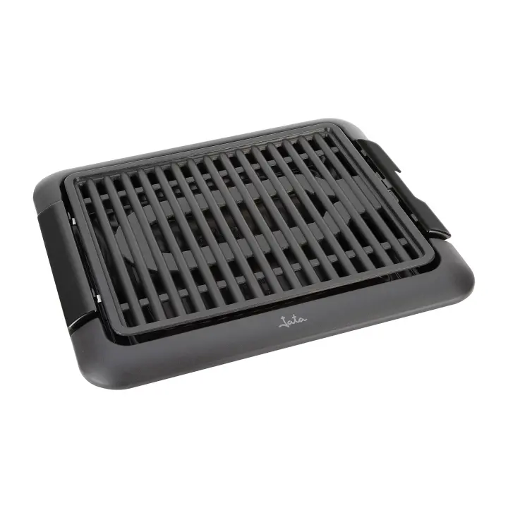 Jata Barbacoa Eléctrica Sin Humo para usar en interiores, Sin humos ni olores, Totalmente desmontable, Bandeja para recoger las salsas, Fácil limpieza, Antiadherente, Negro - BQ108 - 1