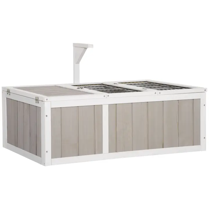 PawHut Jaula para tortugas pequeñas con 2 espacios, dimensiones 91,5 x 61 x 33 cm, madera de abeto - 1