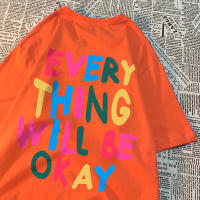 Camiseta De Algodón Para Hombre Every Thing Will Be Okay Estilo Casual Veraniego Cuello Redondo Suelto Moda Breathability - details 22