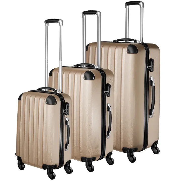 Tectake - Conjunto de maletas de viaje rígidas, Diseño elegante y actual, Carcasa ligera de mezcla de policarbonato y ABS, Ruedas de goma con 360° de giro - 1
