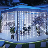 Curtain String Lights Solares Para Exterior Decoración De Jardín Puente De Boda Fiesta De Navidad Y San Valentín Luz Colgante Para Ventana De Palacio - details 7
