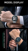 Reloj De Cuarzo Para Hombre MEGIR En Acero Inoxidable Resistente Al Agua Con Dial Cuadrado Luminoso Cronógrafo Y Fecha Manos Luminosas - details 13