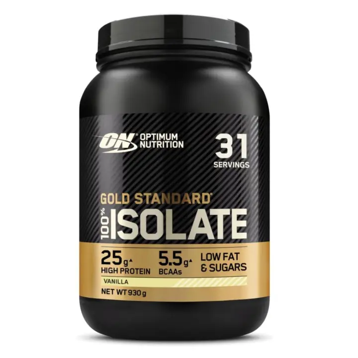 Optimum Nutrition Gold Standard 100% Isolate - 930 gr (31 Serv.). Proteína Whey Pura, BCAA y Glutamina Naturales, Pre y Post Entrenamiento - 1
