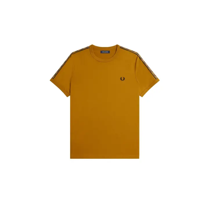 Fred Perry Taped Ringer T-Shirt Dark Caramel / Shaded Stone - 1