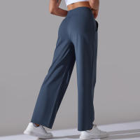 Pantalones Rectos De Pierna Ancha Para Mujer Casual Pantalones De Oficina Cintura Alta Holgados Para Danza Leggings Sin Costuras De Nylon - details 4