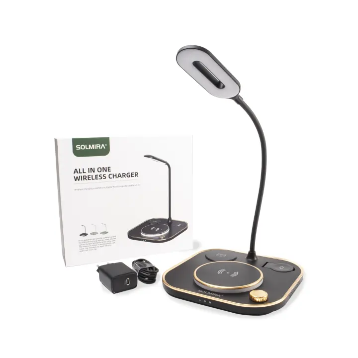 Base de Carga Rápida Inalámbrica 15W 3 en 1 con Luz para Smartphone, Auriculares y Smartwatch - 1
