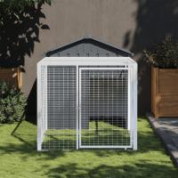 vidaXL Gallinero con Corral Jaula de Gallinas Acero Galvanizado Color Gris claro,  Antracita, y mas - details 1