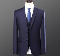 Traje De Negocios Slim-fit Para Hombre Con Chaleco De Solapa Sencilla Y Dos Botones Color Sólido Conjunto De 3 Piezas Moda Casual - details 14