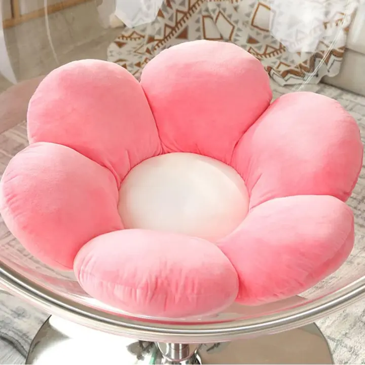 Cojín de flores verdes, cojín decorativo con forma de flor, cojines de suelo, cojín para silla, cojín de asiento, bonita decoración para habitación de adolescentes y adultos, rosa, tamaño mediano, 49 cm - 1