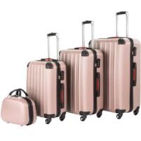 Juego de 3 Maletas Rígidas de Plástico ABS y 1 Neceser, Tamaños XL-L-M, Set Maletas Viaje con Ruedas de 360º Extraíbles, Cerradura de Combinación, Asas Laterales y Asa Telescópica - rosa - details 0
