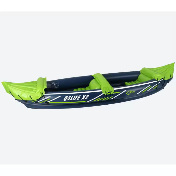 Kayaks hinchables 2 personas Max 2 asientos con remo verde/azul 53x81x325 cm - 1