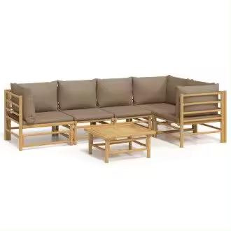 VIDAXL set de sofás para jardín de 6 piezas de madera con cojines de color gris topo vida xl - 1