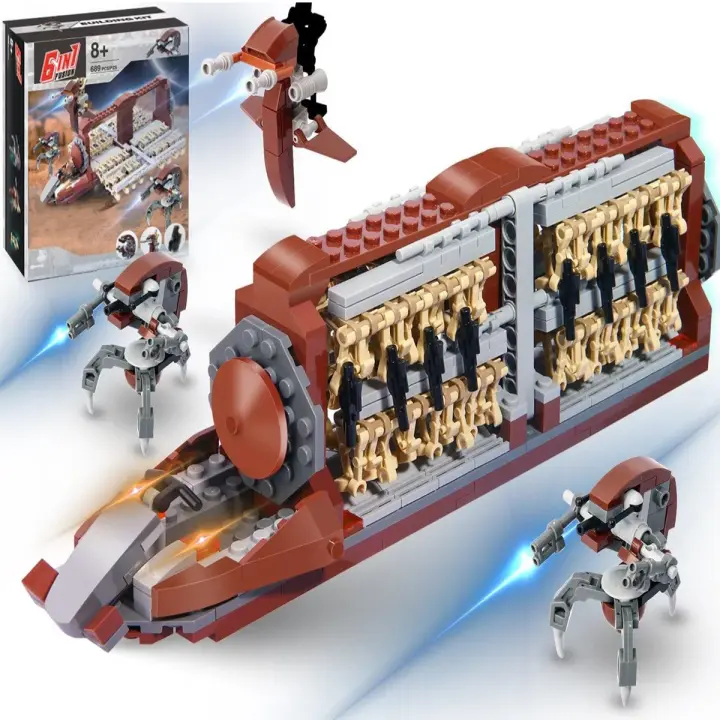 Kit De Construcción De Bloques De Batalla 689pcs Figuras De Acción Y Platoon De Clones Con Avión Estelar Para Niños Juguetes De Películas De La Fuerza Armada - 1