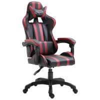 vidaXL Silla de gaming de cuero sintético color vino tinto en color Rojo vino tinto/Rojo | cómodas modernas ergonómicas para comedor cocina salón hogar - details 0