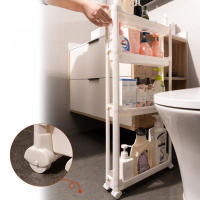 Estante De Almacenamiento Móvil De 3/4 Capas Para Puerta De Baño Espacio Encaje Entre Toilette Y Pared Organizador De Cocina Plástico Tipo De Instalación Sobre El Piso - details 0