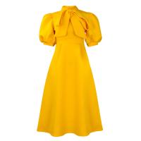 Vestido Elegante De Fiesta Para Mujer 2024 Con Cuello Con Lazo Manga Corta Cintura Alta A-Line Plisado Hasta El Tobillo Vestido De Cumpleaños - details 55