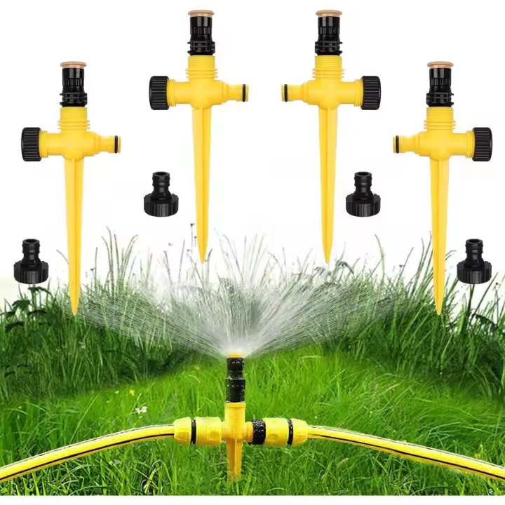 Aspertor Automático giratorio de 360 ° (4 Unidades) para Jardín, céped, plantas, verduras, Flores y granjas (Naranja) - 1