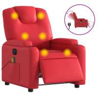 vidaXL Sillón de masaje reclinable eléctrico cuero sintético Negro, Crema, Marrón Sillon Dormitorio Sillon Comodos Silla Relax Sillón Sofá - details 6