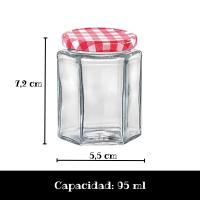 MundoTarros - Tarros de Cristal Hexagonales con Tapa Hermética de 95ml - Incluye Etiquetas - Aptos para Lavavajillas - Tarritos resistentes Ideales para Mermeladas, Miel, Especias, Cremas... Perfectos para Regalar - details 0