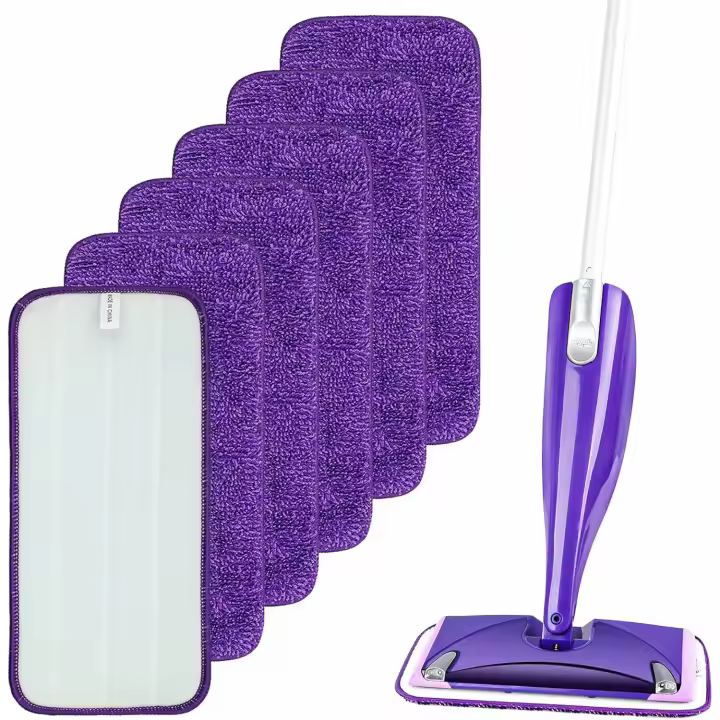 Almohadillas de Limpieza Lavables de Microfibra, Mopa de Microfibra Compatibles con Swiffer WetJet para Mopa, Almohadillas de Repuesto,Recambios mopa Reutilizables para Húmedos y Secos –Morado - 1