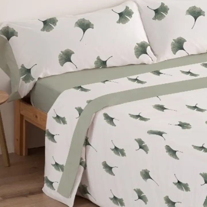 Carpe Diem Juego de Sabanas Primavera Verano Mod.POPPY Verde 50% Algodón Cama 90,105 135,150,160,180,200 Tratamiento Antibolitas - 1