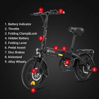 DYU A1F Pro Bicicleta Eléctrica Plegable, Motor de 250W, Batería de 36V 7.5Ah, Neumáticos de 16*1.75 pulgadas, Velocidad Máxima de 25km/h, Rango Máximo de 40km, Frenos de Disco Delanteros y Traseros, Pendiente Máxima de 15, Resistente al Agua IP54 - details 8