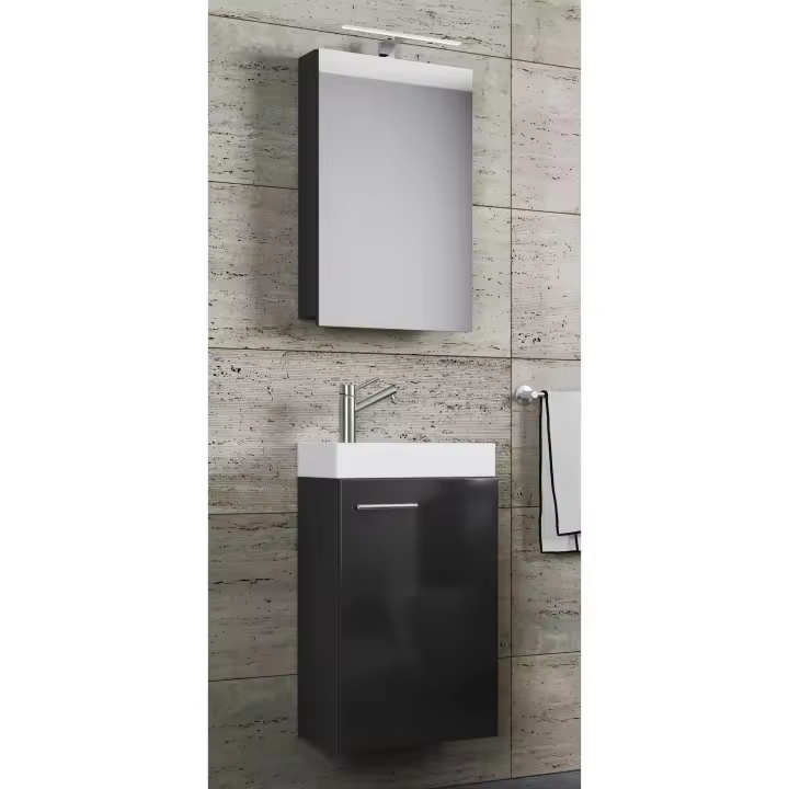 Conjunto de muebles de baño de 3 piezas WC de invitados lavabo de invitados pequeño y estrecho Slito SC Conjunto de muebles de baño de 3 piezas WC de invitados lavabo de invitados pequeño y estrecho Slito SC - 1