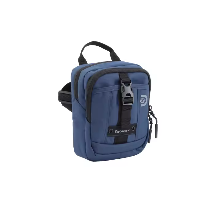 Discovery Bolso Bandolera con asa, colección Shield, color azul, 2 compartimentos y bolsillos multiusos,  17x11x23 cm, 4 litros - 1