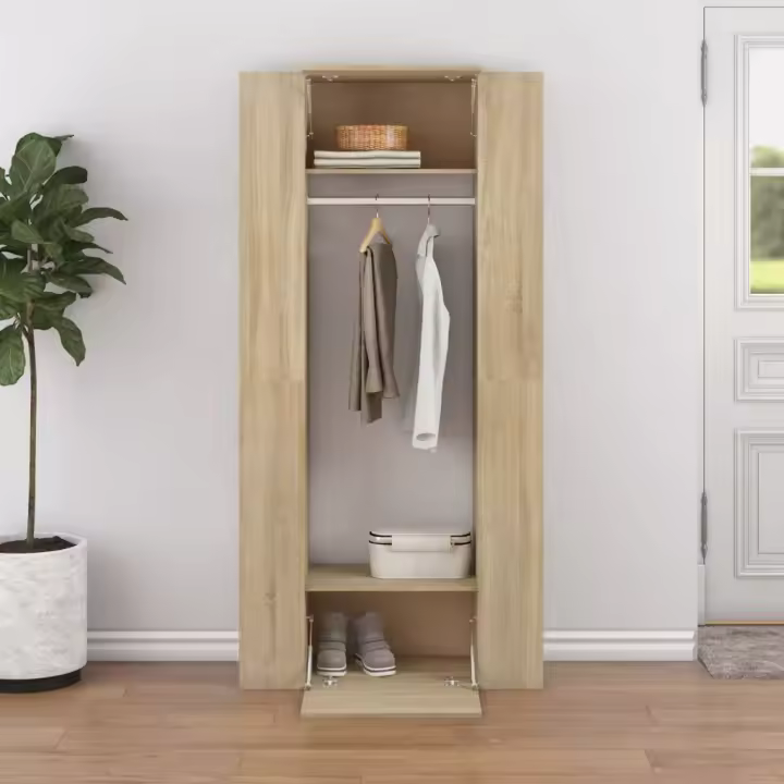 vidaXL Muebles de recibidor 2 uds madera contrachapada roble sonoma - 1