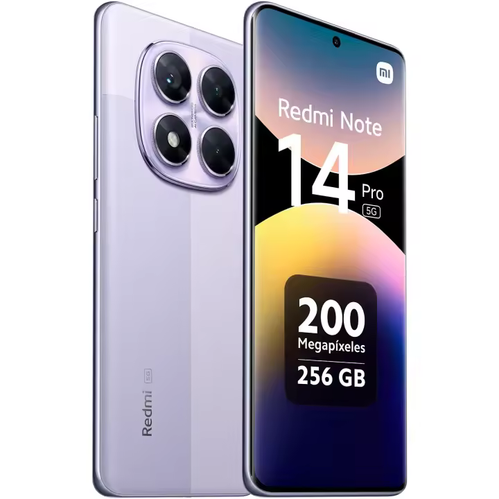Móvil - Xiaomi Redmi Note 14 Pro 5G, Morado lavanda, 256 GB, 8 GB RAM, 6.67" AMOLED 1.5K, MediaTek Dimensity 7300-Ultra, 5110 mAh - 1