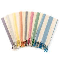 Toalla De Playa Turca YEUZLICOTTON Para Mujer Y Hombre Algodón Grande Absorbente De Seda Spa Hammam Regalo Ideal Técnica Tejida Rectangular Estilo Rayado - details 0