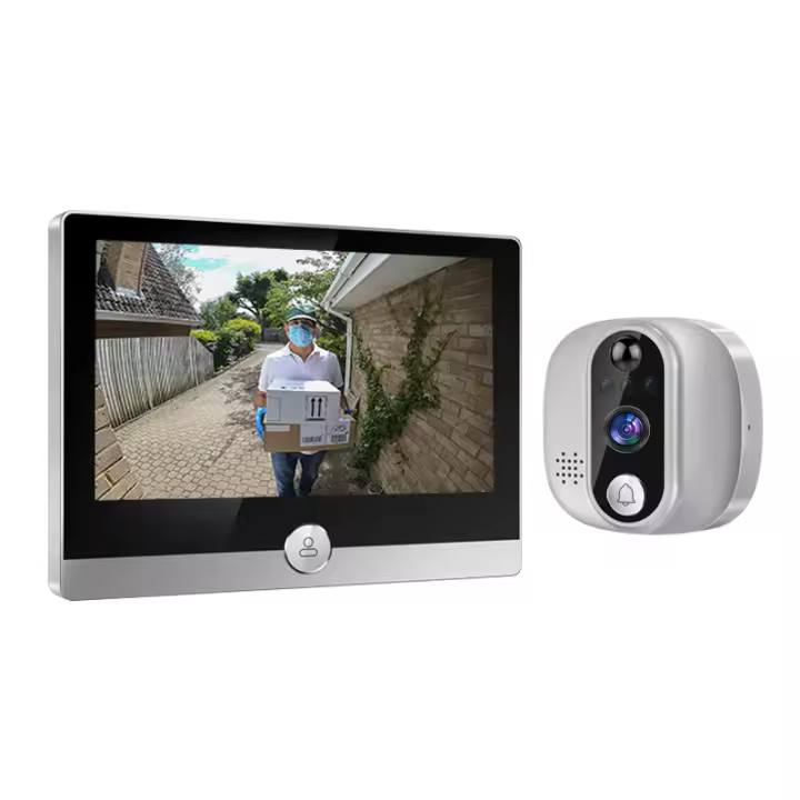 Cámara De Video Portero Inteligente Tuya WiFi 1080P Con Pantalla De 4.3 Pulgadas IP Peephole Botón De Llamada Con Pantalla Color Y Alarma - 1