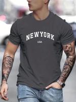 Camiseta De Verano Para Hombre Algodón 100% Estilo Casual Ajustada Y Deportiva Con Estampado De Nueva York USA Manga Corta Cuello Redondo Tallas Grandes - details 4