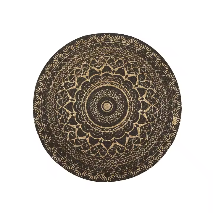 Parentesi Quadra  -  ALFOMBRA YUTE STAMPATO BLACK Ø90 - 1