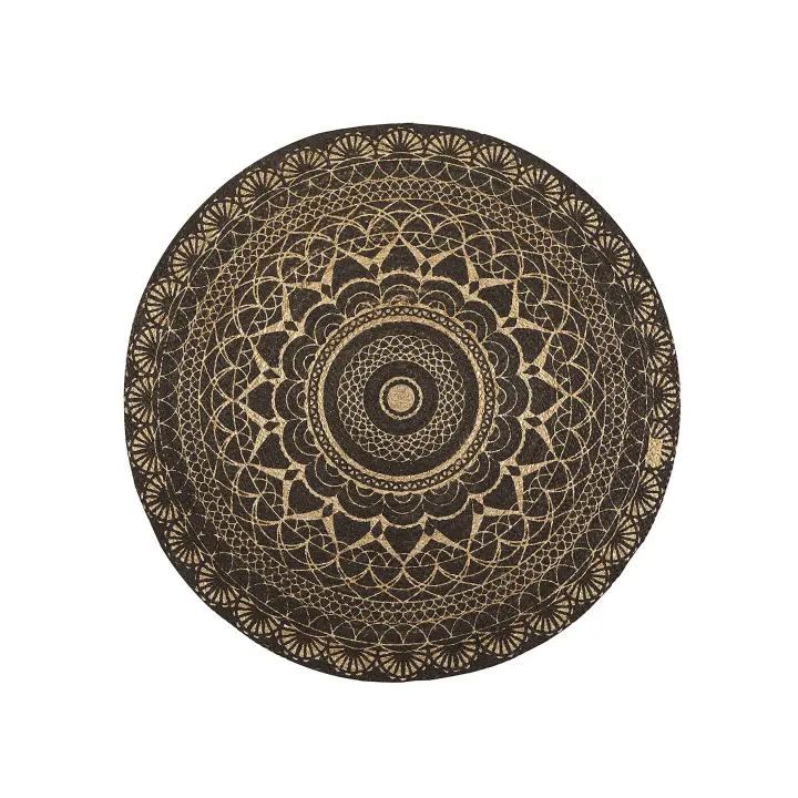 Parentesi Quadra  -  ALFOMBRA YUTE STAMPATO BLACK Ø90 - 1