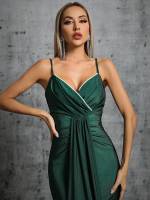 Vestido De Fiesta Mgiacy Con Diseño De Puntadas En El Pecho Y Cuello Encañonado En Tela De Poliéster Con Cinturón Y Abertura En La Parte Inferior Vestido De Bodas Vestido De Ball Vestido De Party - details 3