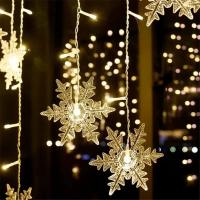 Luces De Navidad LED En Forma De Copo De Nieve Y Gota De Agua Para Jardín Y Exterior Con Enchufe EU Decoración De Fiesta En Casa Guirnalda De Luces De Ceniza - details 3