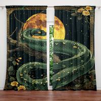 2pcs Cortina Con Estampado De Luna Y Serpiente Para Decoración Del Hogar Tratamiento De Ventana Para Dormitorio Oficina Cocina Sala De Estar Y Estudio 100% Poliéster - details 3
