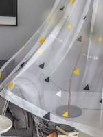 Cortina De Tela Gauze Bordada En Triángulo Translúcida Y Respirable Para Dormitorio Y Sala De Estar 1PC Antipolvo Moderna - details 4