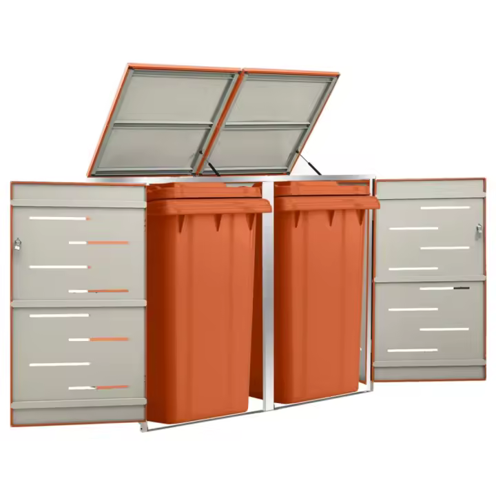 vidaXL Cobertizo para Dos Contenedores Basura Almacenamiento de Papelera Acero Color orange,  Antracita,  Azul y mas - 1