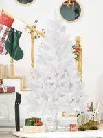 【DELUXE】Árbol de Navidad 150 cm 480 Ramas, con Decoracion Incluido, 36 Bolas y Punta de Arbol, Arbol Artificial Blanco Plegable Ignífugo con 480 puntas de Hojas de PVC Apertura Automática y Soporte Metálico Decoración Navideña para Interiores Blanco - details 1