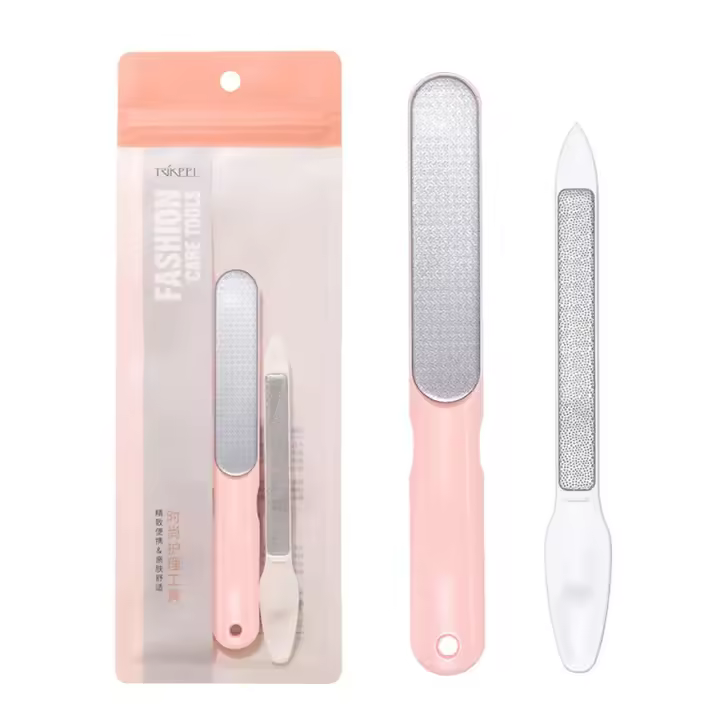 Conjunto De 2 Piezas Rosa Herramienta De Pulido De Uñas De Acero Inoxidable Fichas De Manicura Y Pintura De Uñas Kit De Cuidado De Uñas - 1