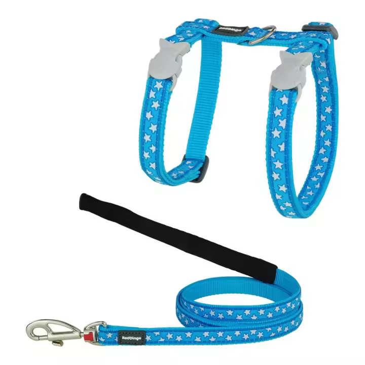 Arnés para Gato Red Dingo Style Turquesa Estrella Blanco Correa - 1