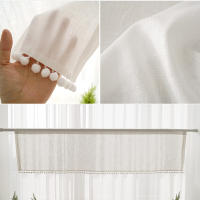 Cortinas De Lino Con Pompom Y Borlas Para Cocina Y Sala De Estar Cortinas Translúcidas Cortas Con Bolso Para Decoración Del Hogar - details 1