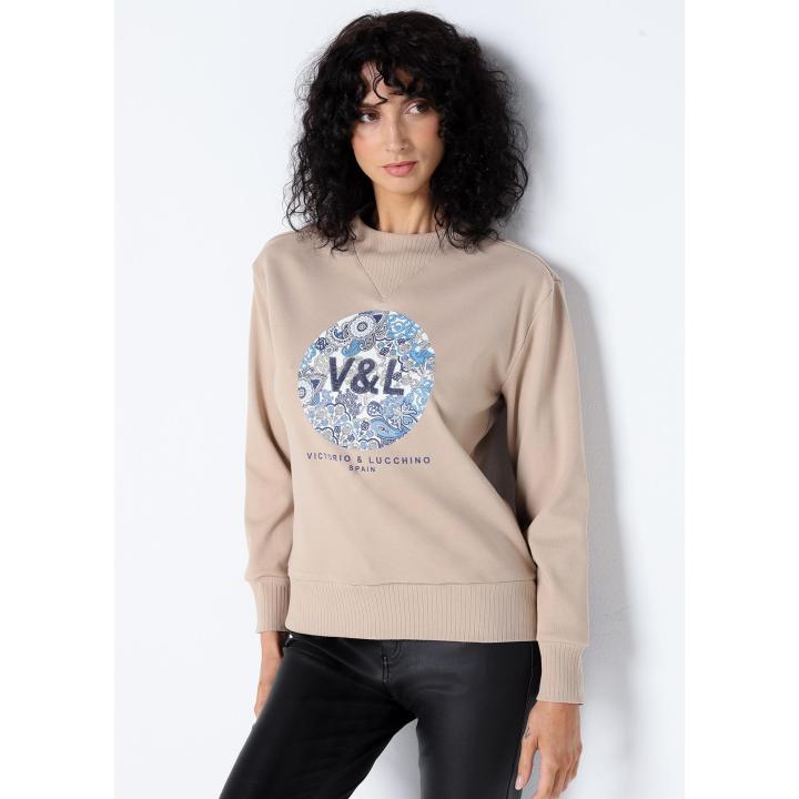 Victorio & Lucchino - Sudadera grafica floral con cuello Perkins