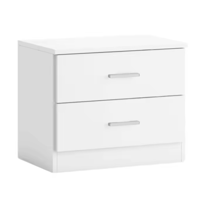 Mesita de noche Couple 2 cajones mesilla noche dormitorio habiatción matrimonio color blanco mate 50x42x33 cm - 1