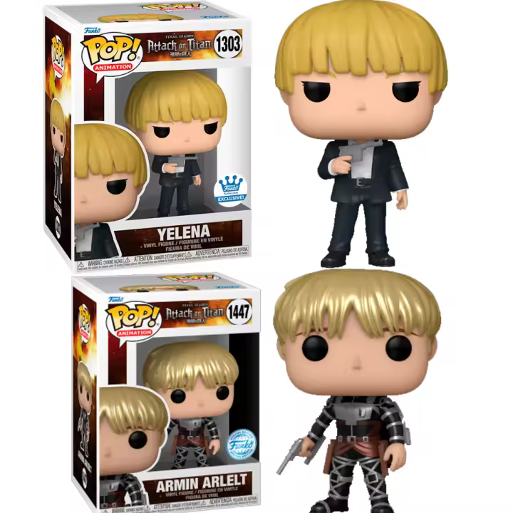 Funko PAck  2 funko Armin Artlet Metallic Exclusivo Yelena Ackerman Attack on Titan Exclusivo Ataque Titanes  Funko Pop Anime 1171 - 1